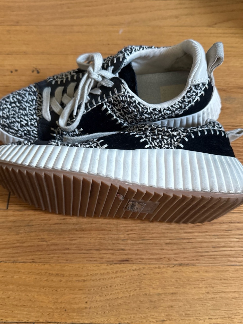 Dolce Vita Black and White Knit Platform Sneakers